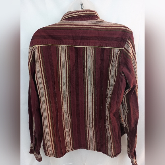 COLUMBIA coastal cowgirl western vintage Striped Burgundy Button-Up Shirt siz xl - Picture 9 of 9
